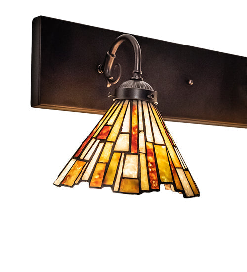 Meyda Lighting Delta 36" 3-Light Mahogany Bronze Vanity Light With Multi-Colored Jadestone Shade