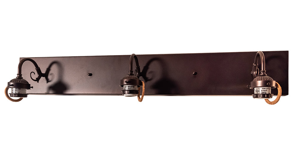 Meyda Lighting Delta 36" 3-Light Mahogany Bronze Vanity Light With Multi-Colored Jadestone Shade