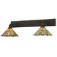Meyda Lighting Delta 36-55" 2-Light Mahogany Bronze Swing Arm Wall Sconce With Multi-Colored Jadestone Shade