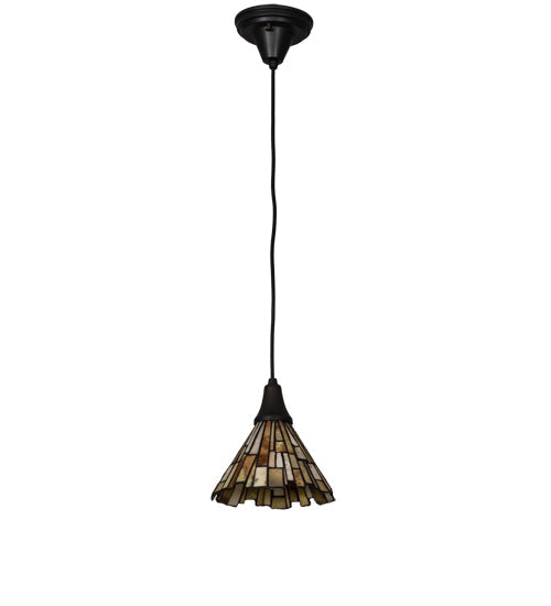Meyda Lighting Delta 38" Craftsman Brown Mini Pendant Light With Beige Jadestone Shade Glass