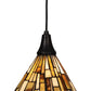 Meyda Lighting Delta 38" Craftsman Brown Mini Pendant Light With Beige Jadestone Shade Glass