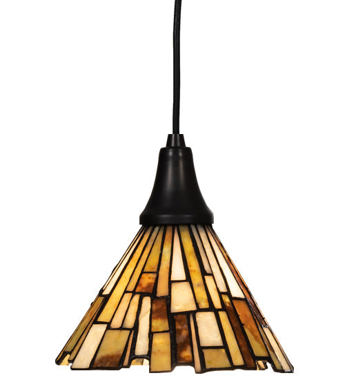 Meyda Lighting Delta 38" Craftsman Brown Mini Pendant Light With Beige Jadestone Shade Glass