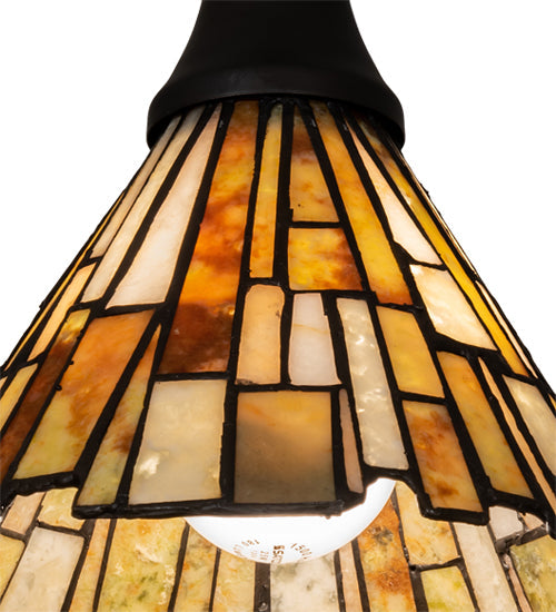 Meyda Lighting Delta 38" Craftsman Brown Mini Pendant Light With Beige Jadestone Shade Glass