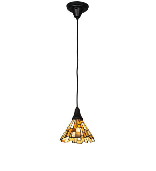 Meyda Lighting Delta 38" Craftsman Brown Mini Pendant Light With Beige Jadestone Shade Glass
