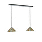 Meyda Lighting Delta 45" 2-Light Timeless Bronze Island Pendant Light With Beige Jadestone Shade Glass