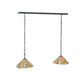 Meyda Lighting Delta 45" 2-Light Timeless Bronze Island Pendant Light With Beige Jadestone Shade Glass
