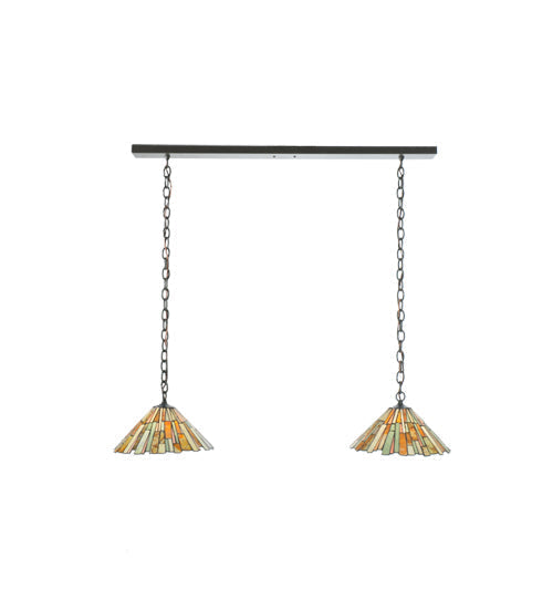 Meyda Lighting Delta 45" 2-Light Timeless Bronze Island Pendant Light With Beige Jadestone Shade Glass