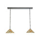 Meyda Lighting Delta 45" 2-Light Timeless Bronze Island Pendant Light With Beige Jadestone Shade Glass