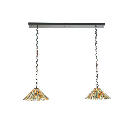 Meyda Lighting Delta 45" 2-Light Timeless Bronze Island Pendant Light With Beige Jadestone Shade Glass