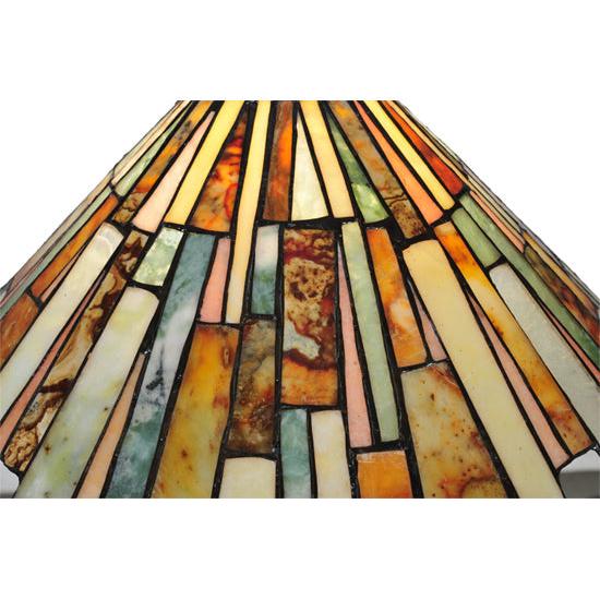 Meyda Lighting Delta 47" 3-Light Jadestone Island Pendant Light With Multi-Colored Shade Glass