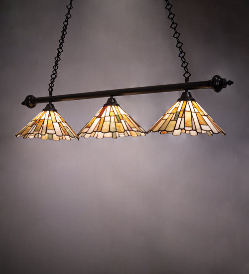 Meyda Lighting Delta 47" 3-Light Timeless Bronze Island Pendant Light With Multi-Colored Jadestone Shade