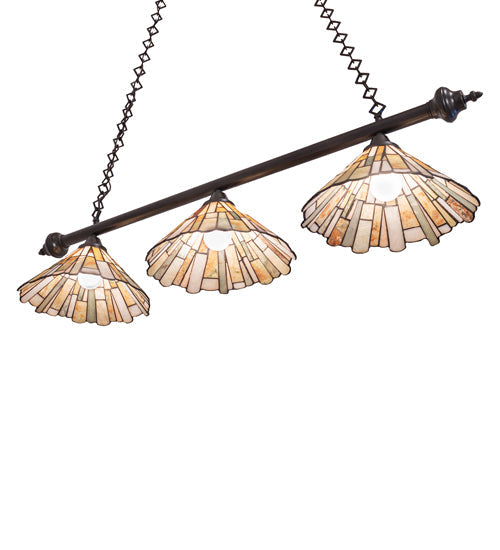 Meyda Lighting Delta 47" 3-Light Timeless Bronze Island Pendant Light With Multi-Colored Jadestone Shade