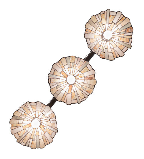 Meyda Lighting Delta 47" 3-Light Timeless Bronze Island Pendant Light With Multi-Colored Jadestone Shade