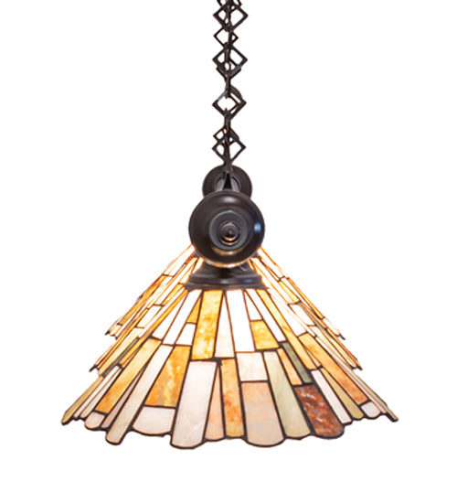 Meyda Lighting Delta 47" 3-Light Timeless Bronze Island Pendant Light With Multi-Colored Jadestone Shade