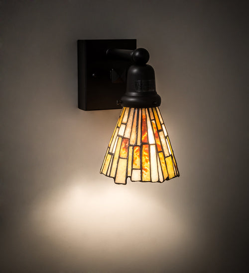 Meyda Lighting Delta 5" Solar Black Wall Sconce With Multi-Colored Jadestone Shade