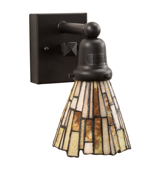 Meyda Lighting Delta 5" Solar Black Wall Sconce With Multi-Colored Jadestone Shade