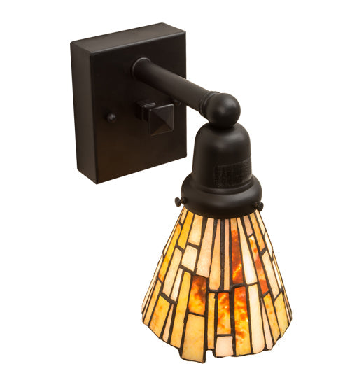 Meyda Lighting Delta 5" Solar Black Wall Sconce With Multi-Colored Jadestone Shade