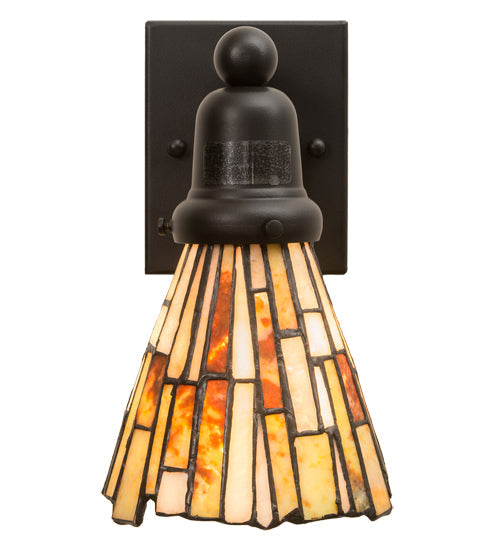 Meyda Lighting Delta 5" Solar Black Wall Sconce With Multi-Colored Jadestone Shade