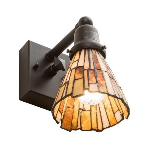 Meyda Lighting Delta 5" Solar Black Wall Sconce With Multi-Colored Jadestone Shade