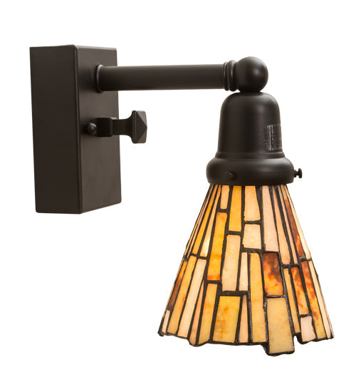 Meyda Lighting Delta 5" Solar Black Wall Sconce With Multi-Colored Jadestone Shade