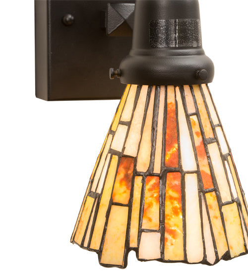 Meyda Lighting Delta 5" Solar Black Wall Sconce With Multi-Colored Jadestone Shade