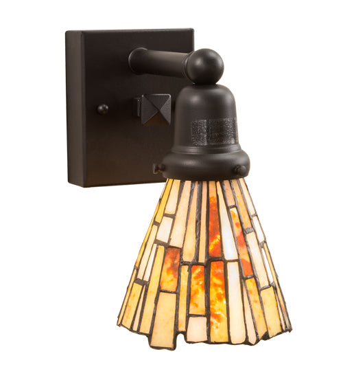 Meyda Lighting Delta 5" Solar Black Wall Sconce With Multi-Colored Jadestone Shade