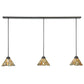 Meyda Lighting Delta 50" 3-Light Timeless Bronze Island Pendant Light With Beige Jadestone Shade Glass