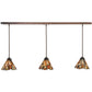 Meyda Lighting Delta 51" 3-Light Mahogany Bronze Island Pendant Light With Multi-Colored Jadestone Shade