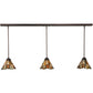Meyda Lighting Delta 51" 3-Light Mahogany Bronze Island Pendant Light With Multi-Colored Jadestone Shade