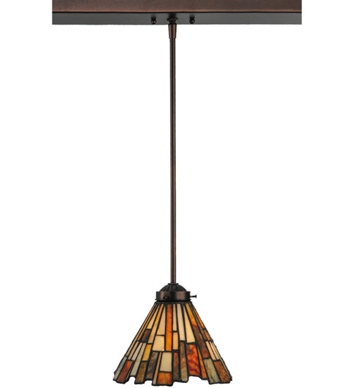 Meyda Lighting Delta 51" 3-Light Mahogany Bronze Island Pendant Light With Multi-Colored Jadestone Shade