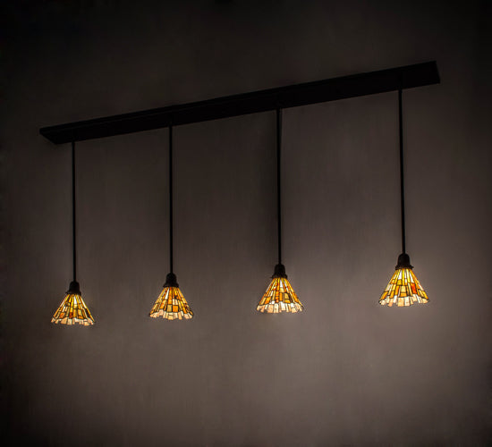 Meyda Lighting Delta 74" Copper Vein Island Pendant Light With Multi-Colored Jadestone Shade