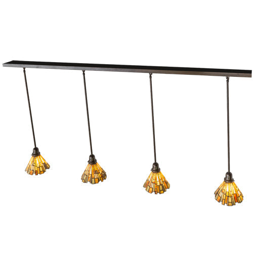 Meyda Lighting Delta 74" Copper Vein Island Pendant Light With Multi-Colored Jadestone Shade