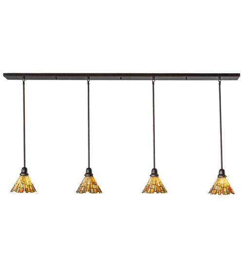 Meyda Lighting Delta 74" Copper Vein Island Pendant Light With Multi-Colored Jadestone Shade