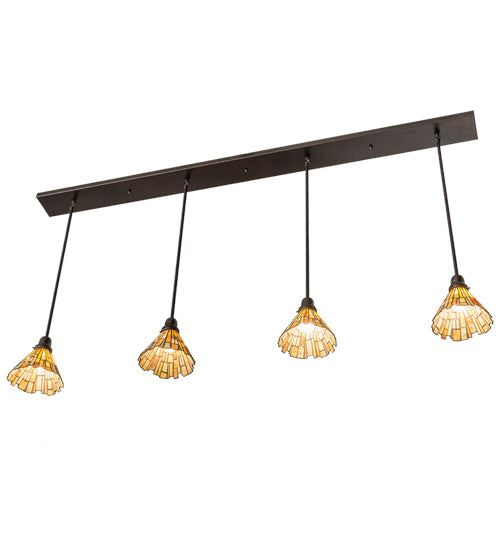 Meyda Lighting Delta 74" Copper Vein Island Pendant Light With Multi-Colored Jadestone Shade