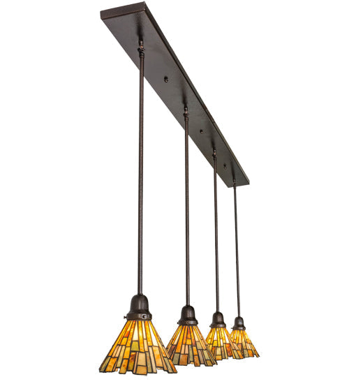 Meyda Lighting Delta 74" Copper Vein Island Pendant Light With Multi-Colored Jadestone Shade