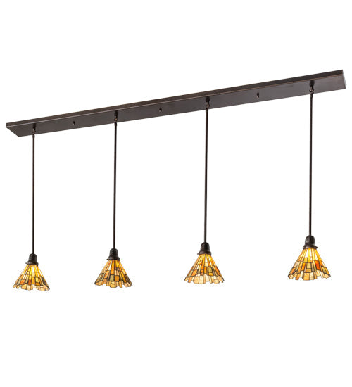 Meyda Lighting Delta 74" Copper Vein Island Pendant Light With Multi-Colored Jadestone Shade