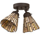 Meyda Lighting Delta 8-16" 2-Light Oil Rubbed Bronze Flush Mount Light With Beige Jadestone Shade