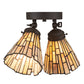 Meyda Lighting Delta 8-16" 2-Light Oil Rubbed Bronze Flush Mount Light With Beige Jadestone Shade