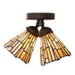 Meyda Lighting Delta 8-16" 2-Light Oil Rubbed Bronze Flush Mount Light With Beige Jadestone Shade