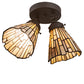 Meyda Lighting Delta 8-16" 2-Light Oil Rubbed Bronze Flush Mount Light With Beige Jadestone Shade