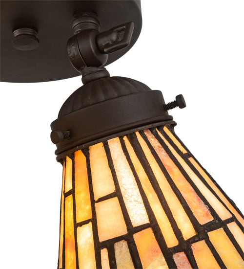 Meyda Lighting Delta 8-16" 2-Light Oil Rubbed Bronze Flush Mount Light With Beige Jadestone Shade