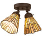 Meyda Lighting Delta 8-16" 2-Light Oil Rubbed Bronze Flush Mount Light With Beige Jadestone Shade