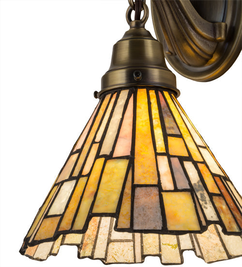 Meyda Lighting Delta 8" Antique Brass Wall Sconce With Multi-Colored Jadestone Shade