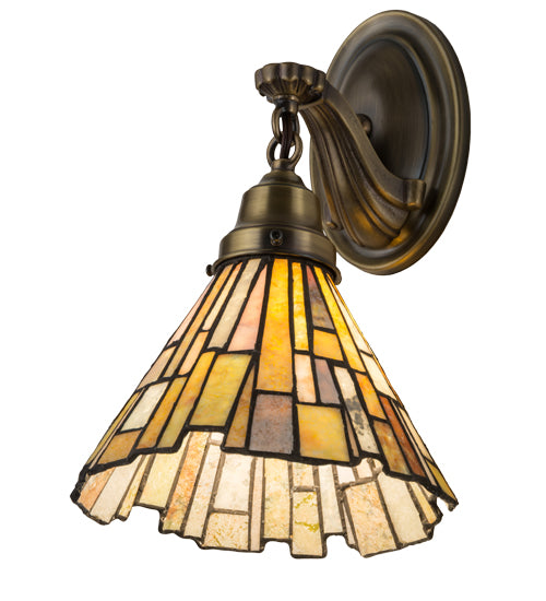 Meyda Lighting Delta 8" Antique Brass Wall Sconce With Multi-Colored Jadestone Shade