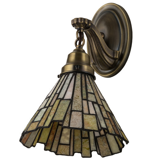 Meyda Lighting Delta 8" Antique Brass Wall Sconce With Multi-Colored Jadestone Shade