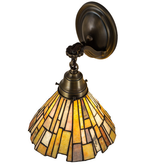 Meyda Lighting Delta 8" Antique Brass Wall Sconce With Multi-Colored Jadestone Shade
