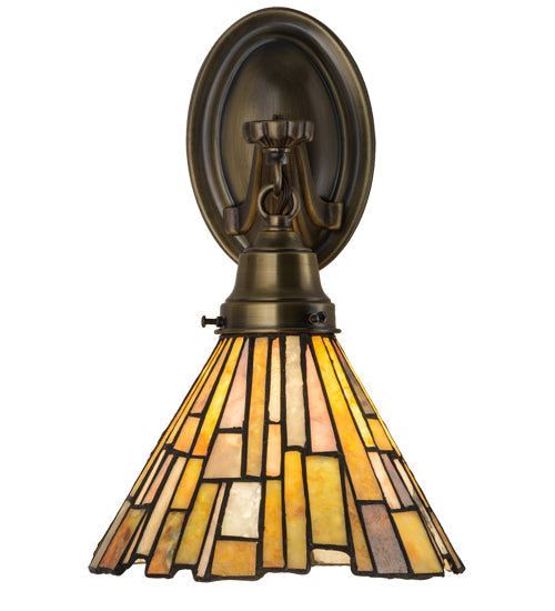 Meyda Lighting Delta 8" Antique Brass Wall Sconce With Multi-Colored Jadestone Shade