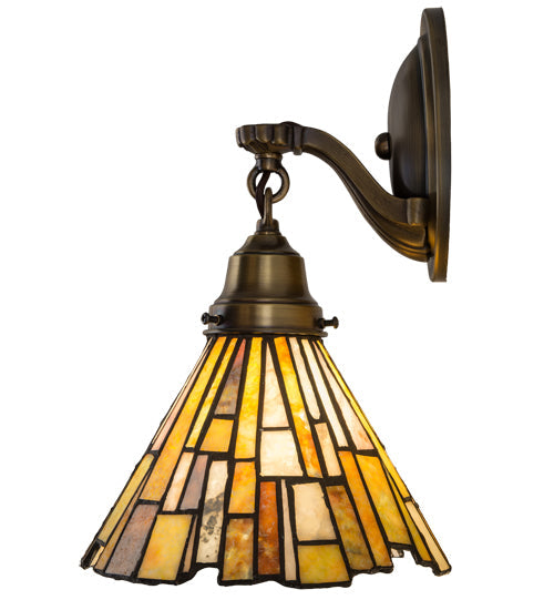 Meyda Lighting Delta 8" Antique Brass Wall Sconce With Multi-Colored Jadestone Shade