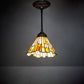 Meyda Lighting Delta 8" Mahogany Bronze Mini Pendant Light With Beige & Honey Amber Jadestone Shade Glass