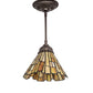 Meyda Lighting Delta 8" Mahogany Bronze Mini Pendant Light With Beige & Honey Amber Jadestone Shade Glass